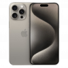 An iPhone 15 Pro Max in Natural Titanium colorway