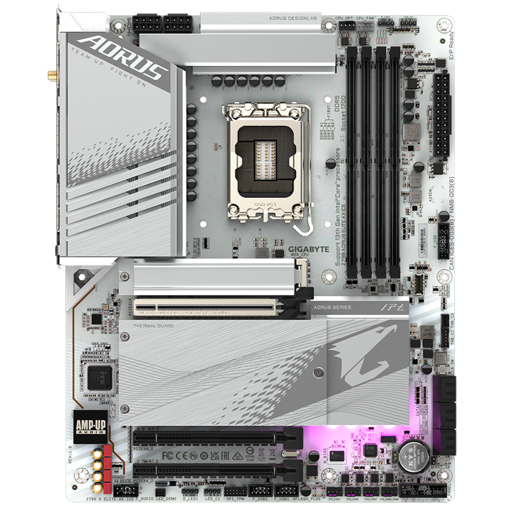 Gigabyte Aorus Z790 Elite AX Ice, снимок спереди