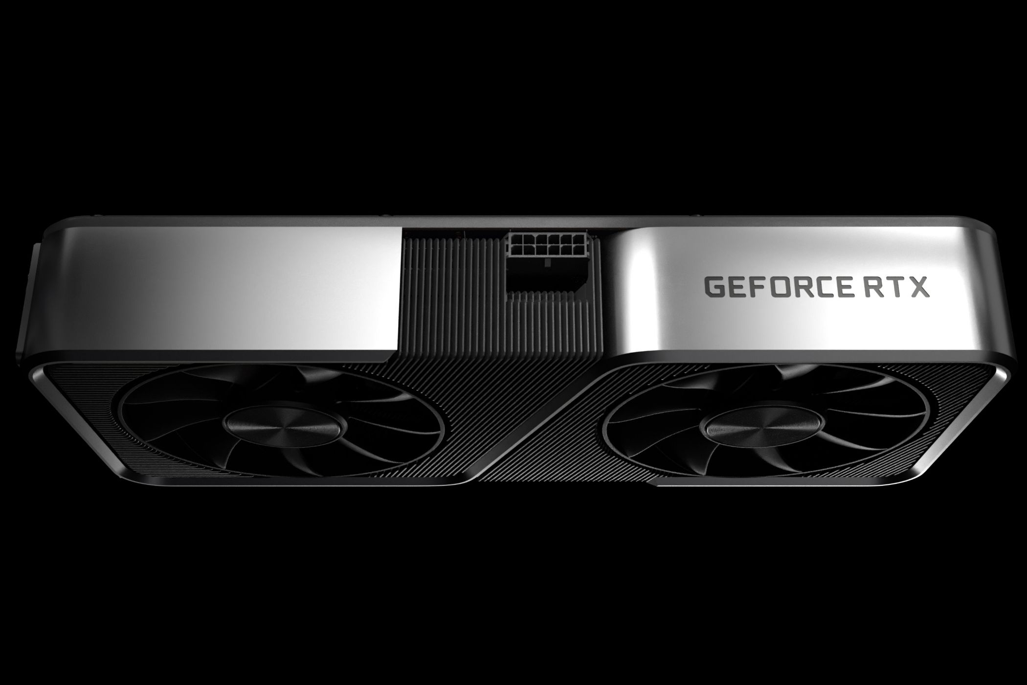 Изображение RTX 3070 Founder's Edition в галерее Nvidia на черном фоне.