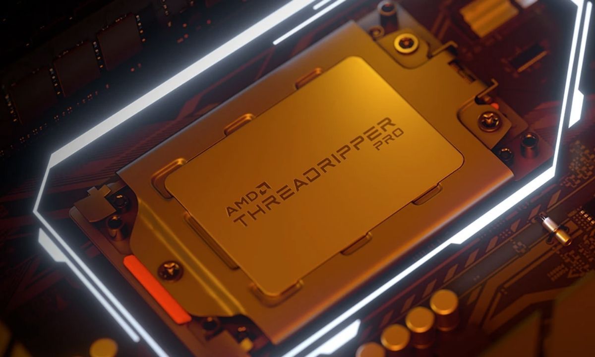 Процессор AMD Ryzen Threadripper Pro вставлен в розетку