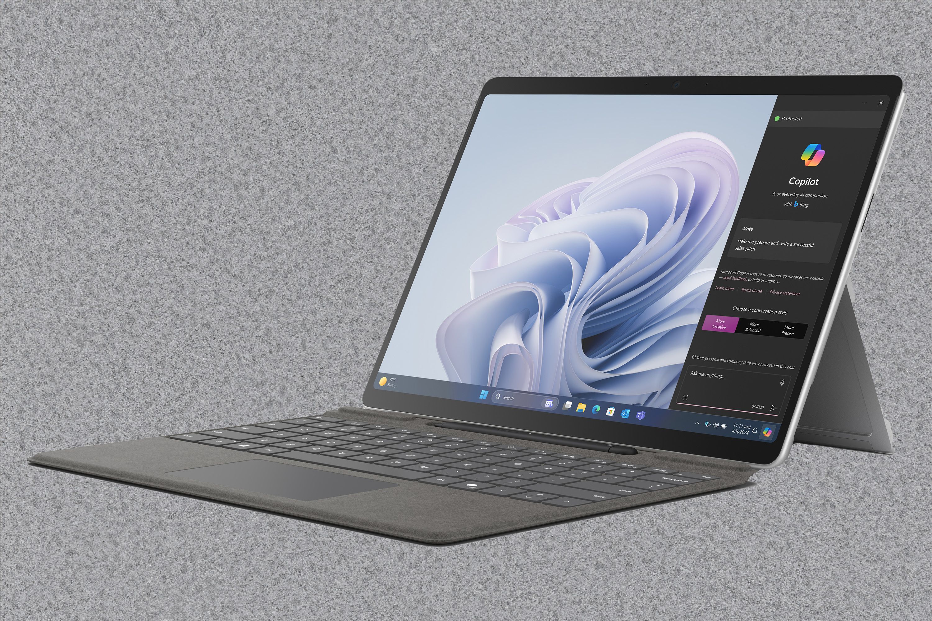 Surface Pro 10 для бизнес-ноутбука, режим 1