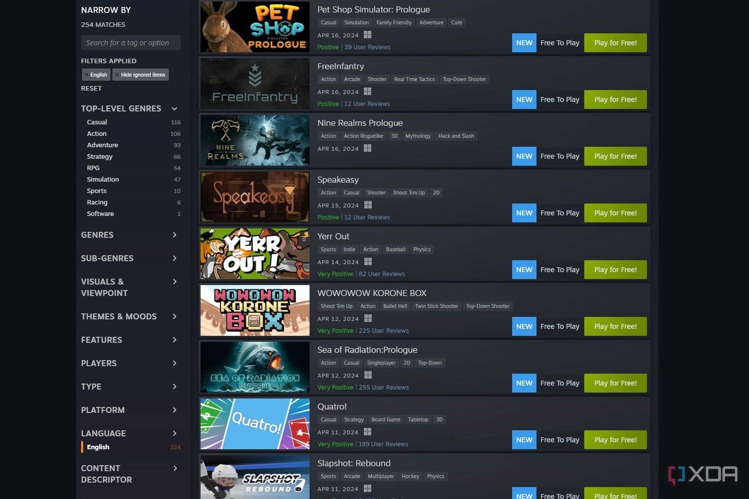 Скриншот бесплатных игр в Steam