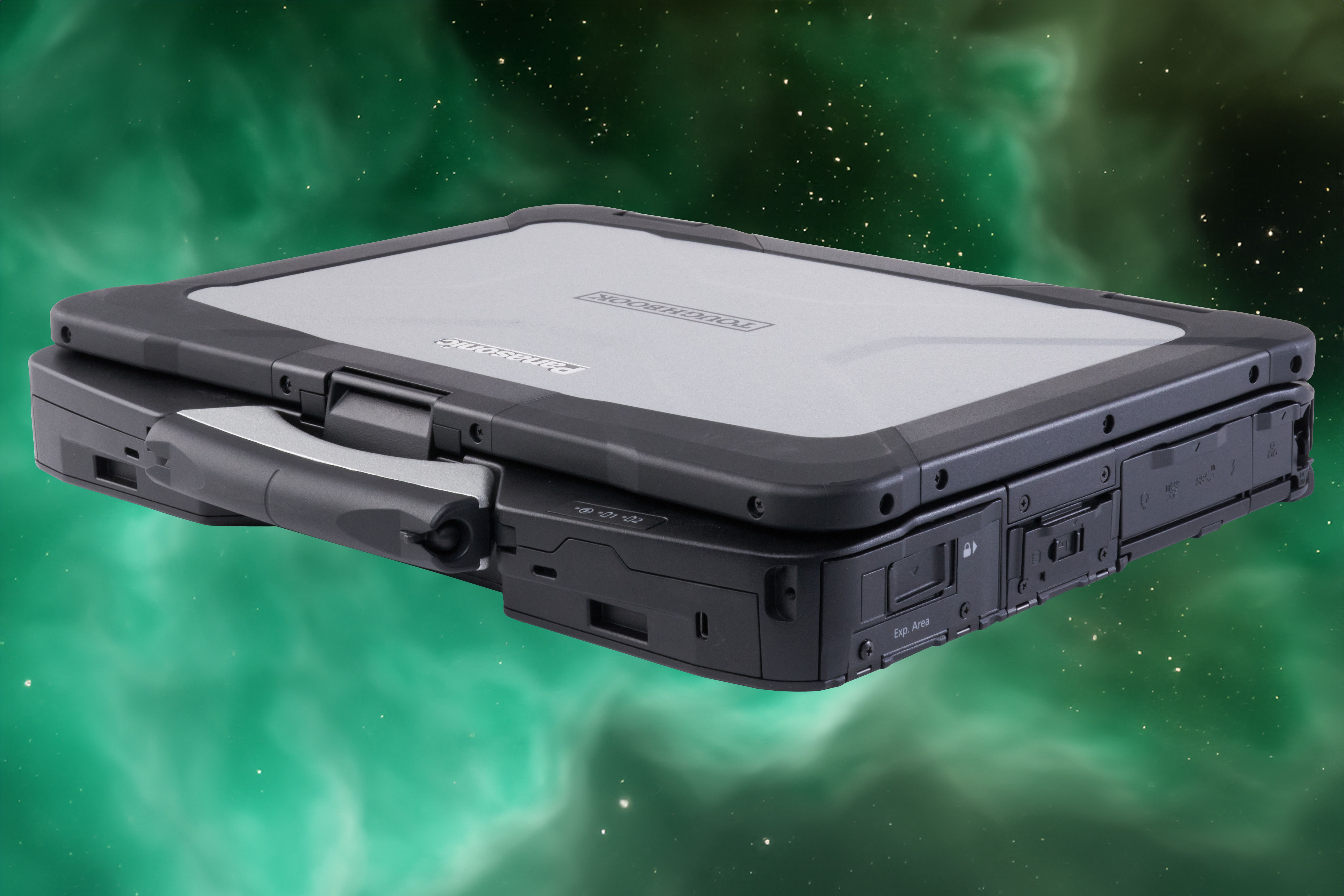 Panasonic Toughbook 40 Mk2 над зеленой туманностью