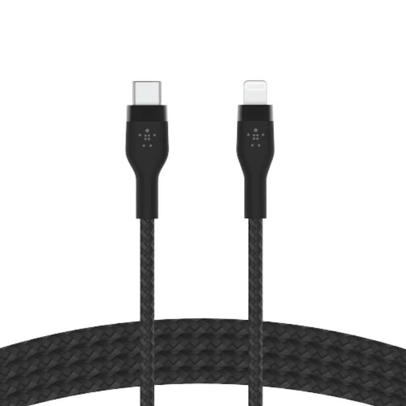 Кабель Belkin BoostCharge Pro Flex USB C — USB C на прозрачном фоне.