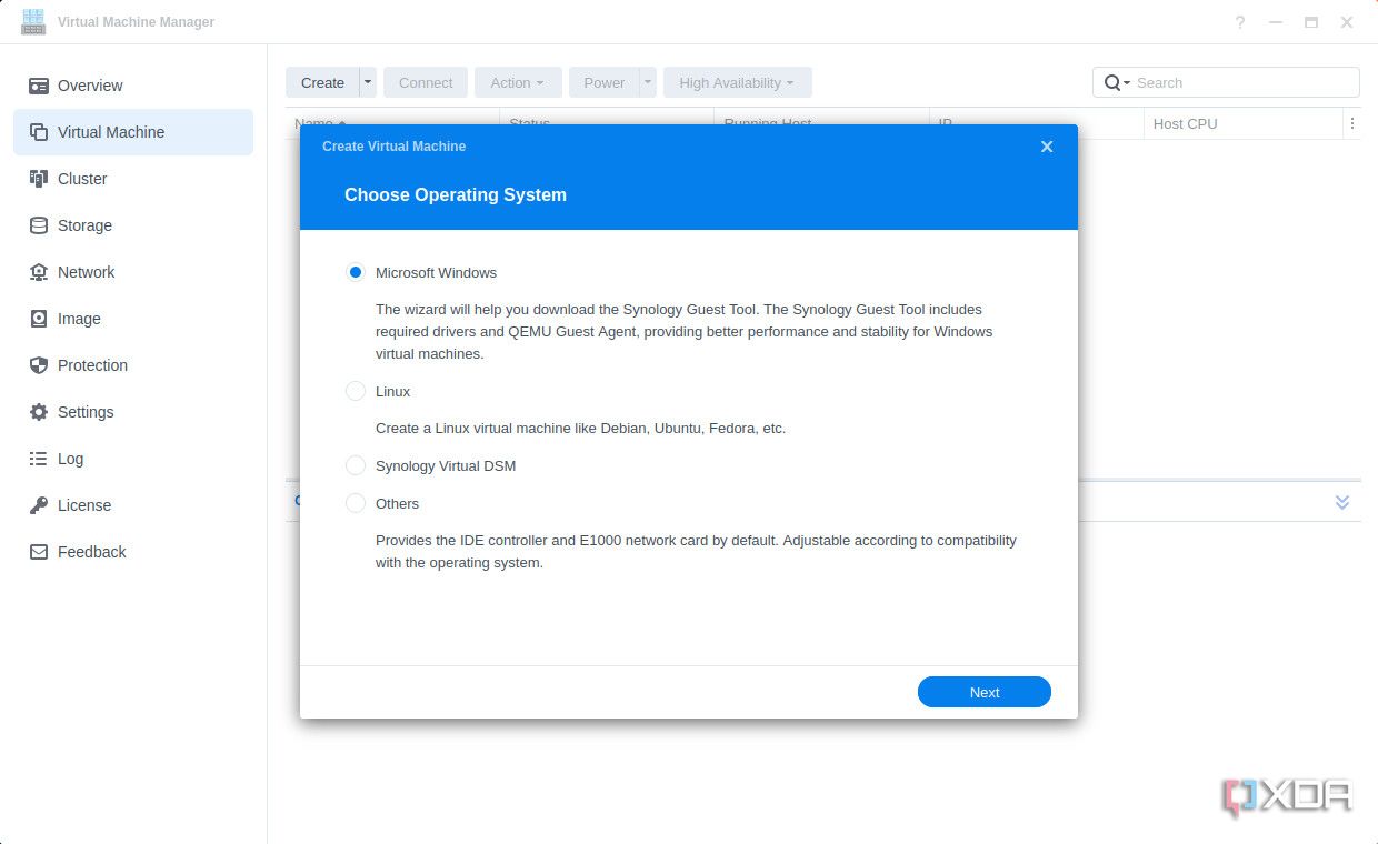 Настройка Windows в Synology Virtual Machine Manager