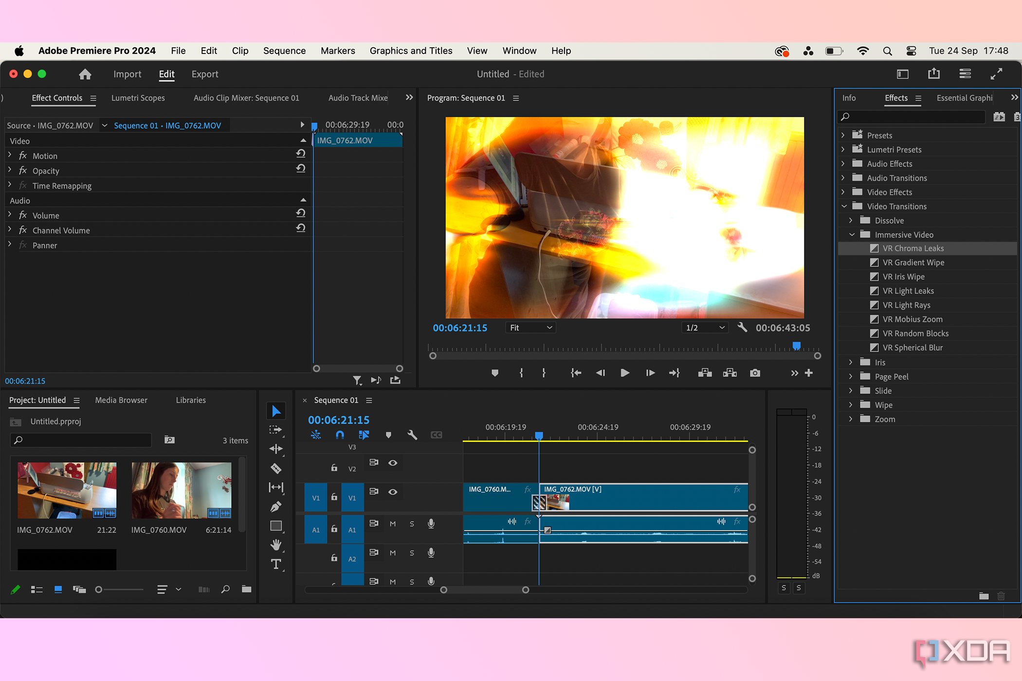 Эффекты переходов в Adobe Premiere Pro