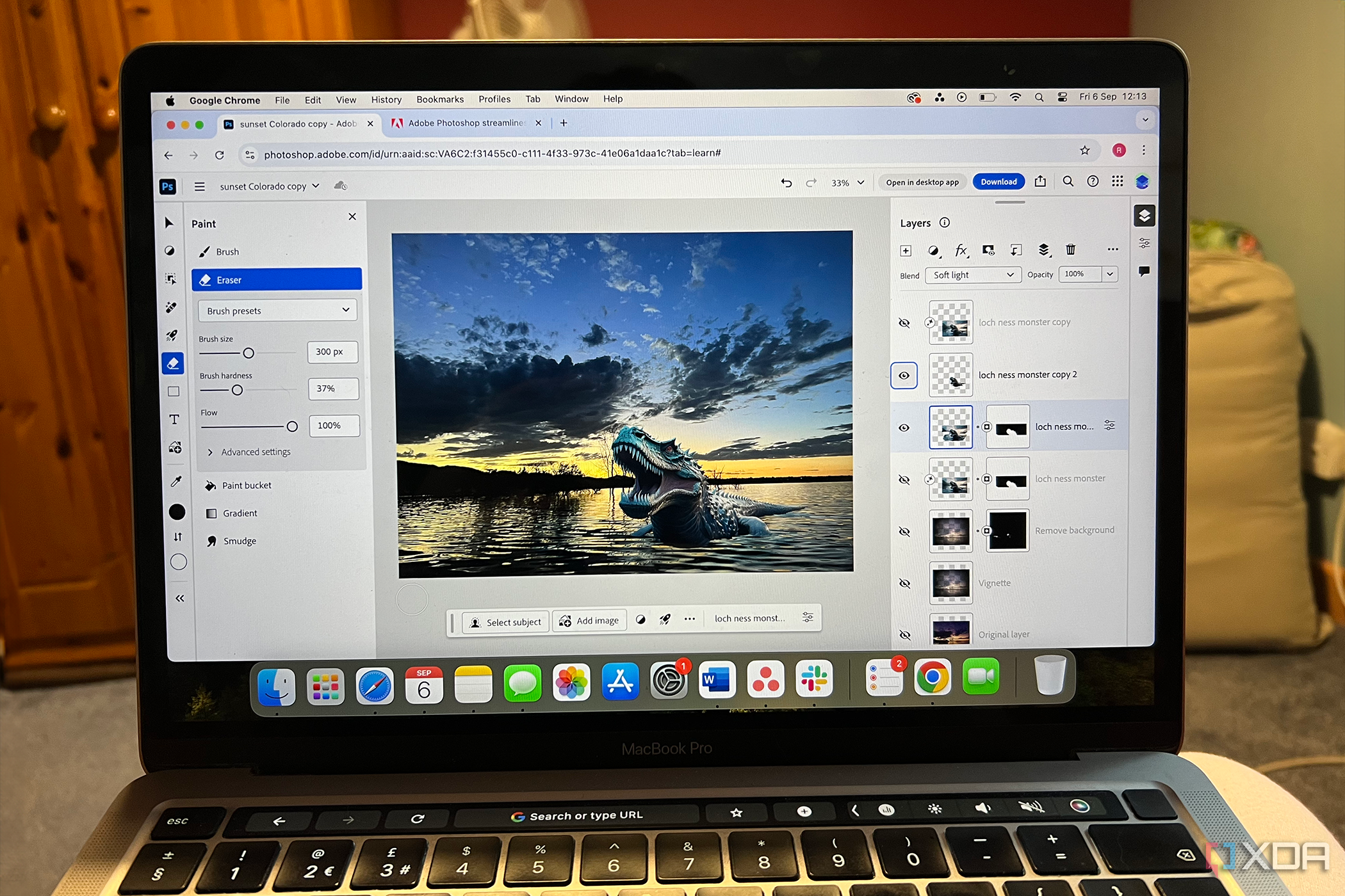 Генеративная заливка в Photoshop Online на MacBook